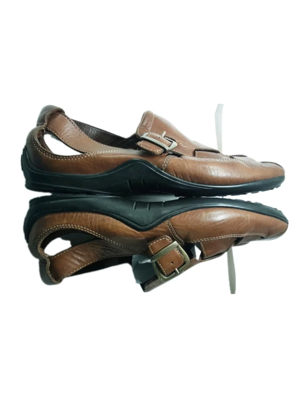 COLE HAAN-Classic FISHERMANS Leather SANDALS-Comfort Vibram Sole-Cognac-Sz 11M